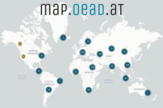 Landkarte mit Schriftzug map.oead.at