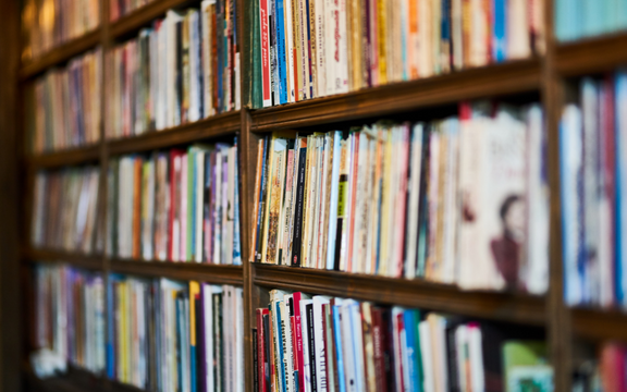 Ausschnitt eines Bücherregals