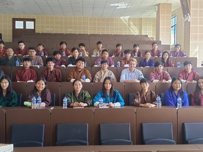 lecture on timber engineering to final-year civil engineering students and staff