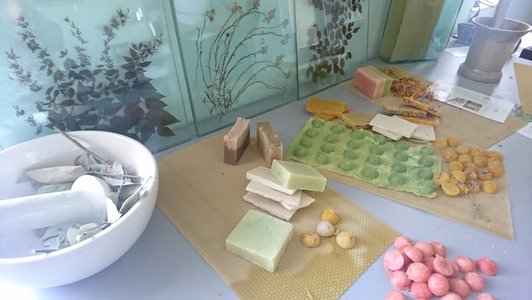 Various soaps on a table