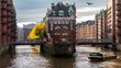 Hamburg Elbe, im Hintergrund Elbphilharmonie