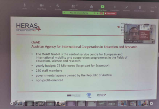 Screenshot of the presentation held by OeAD at the online conference