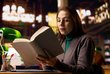 Mature female student in a work room surrounded by books and documents