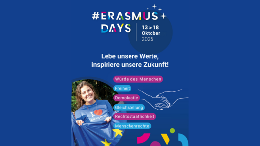 Blaues Bild mit dem Schriftzug #ErasmusDays und einem Stern
