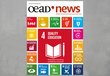 Zeitungstitelseite der oead.news 107. Diese Ausgabe widmet sich der nachhaltigen Entwicklung und Bildung in Österreich und zeigt ein Motiv mit den SDG-Zielen der Vereinten Nationen.