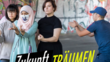  Four young people pose in front of a graffiti wall. Below is the inscription: "Future. Dream"