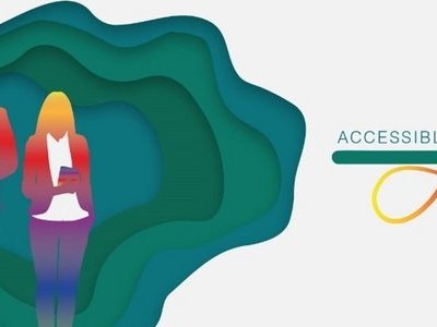 Drei Farbenfrohe Silhouetten, neben ihnen das "Accesible Work 4 All" Logo