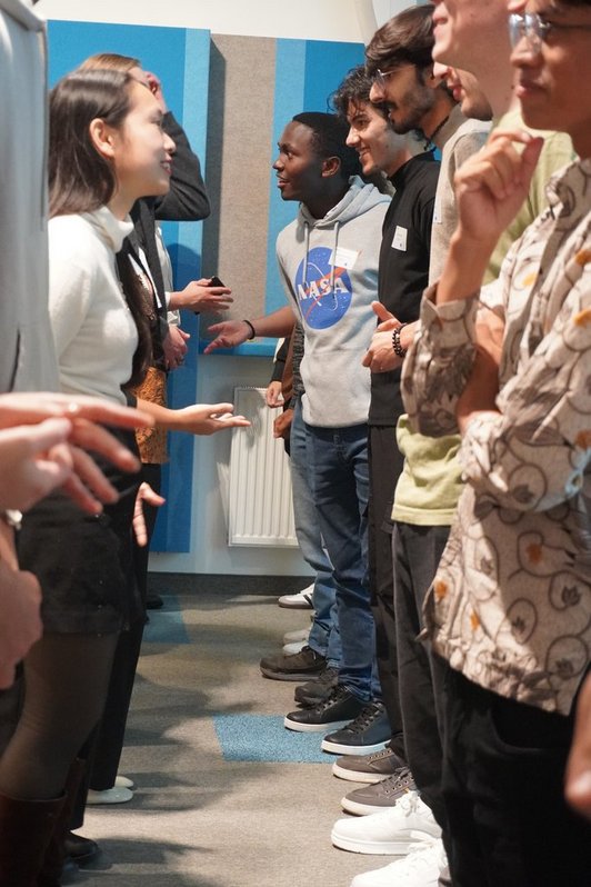 Scholarship holders participating in a speedfriending activity