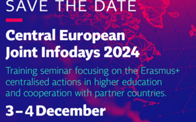 Grafik mit dem Text "Save the date, Central European Joint Infodays 2024, 3-4 December, Bratislava/Slovakia"