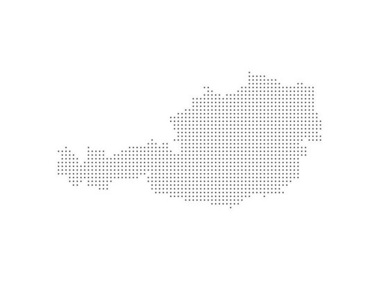 Austria dotted halftone map vector illustration. black and white vector shape isolated on white background