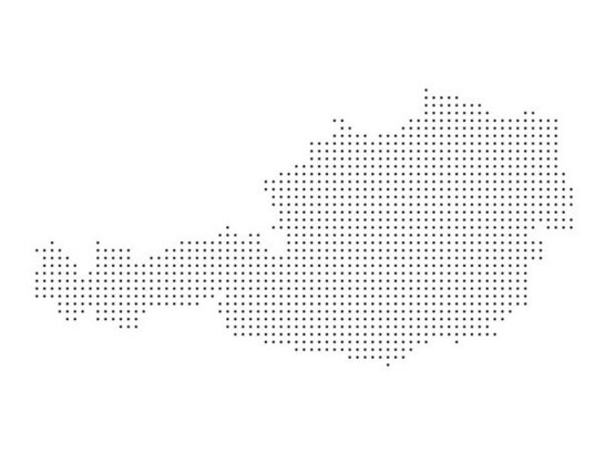 Austria dotted halftone map vector illustration. black and white vector shape isolated on white background