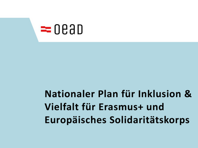 Titelblatt des Nationalen Plans für Inklusion & Vielfalt für Erasmus+ und Europäisches Solidaritätskorps