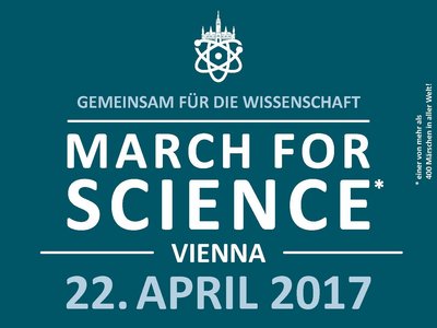 Plakat der Initiative "Vienna March for Science" mit Demoroute durch die Stadt Wien