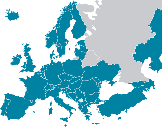 Karte des Europäischen Hochschulraums