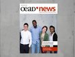 The front page of oead.news issue 106 with four OeAD scholarship holders. Two women and two men.