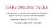 Einladung zu den CARe Online Talks Austria mit Kurzbeschreibung, Datum und Uhrzeit