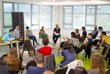  Discussion panel at a business symposium