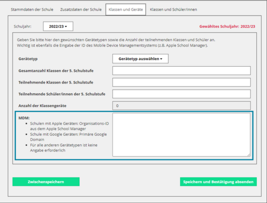 MDM Informationseingabe in Applikation - Chromebook Info