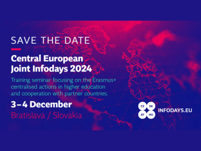 Grafik mit dem Text "Save the date, Central European Joint Infodays 2024, 3-4 December, Bratislava/Slovakia"