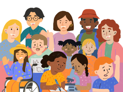 Illustration von einer Gruppe von Menschen, die zusammen stehen