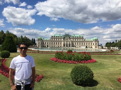 Dr. Vivekanand standing in front of Belvedere