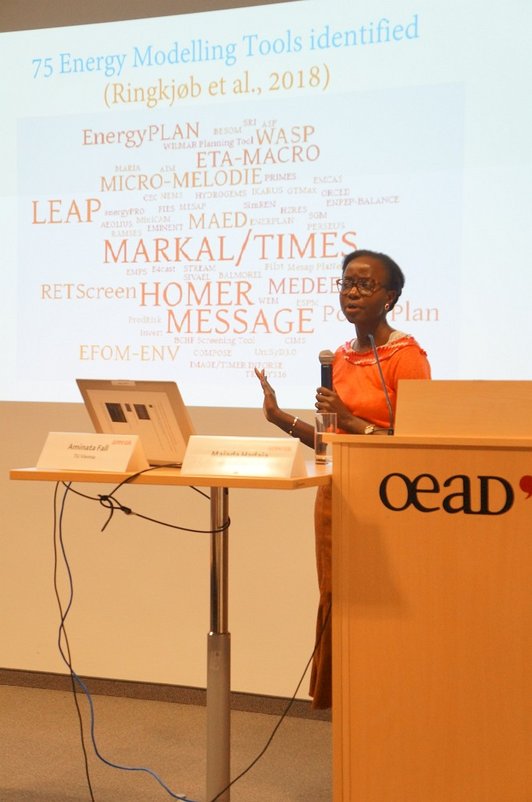 Woman presenting with powerpoint