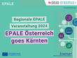 Sujet Regionale EPALE Veranstaltung mit Schriftzug "EPALE Österreich goes Kärnten"