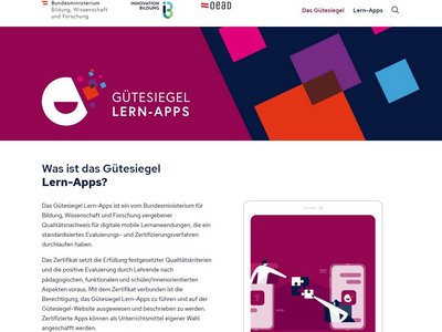 Screenshot der Webseite Guetesiegel Lern-Apps