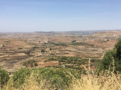 View on fallow land in Ethiopia, prepared for a reforestation project