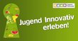 Cover photo from the Jugend Innovativ student competition 2018: Green background with a painted keyhole containing fruit.