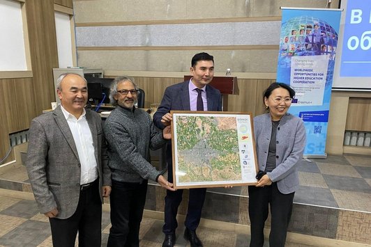 Map poster is presented to Erasmus+ National coordinator, Bishkek. December 2024