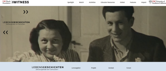 Die deutsche IWitness-Projektseite "LEBENSGESCHICHTEN"