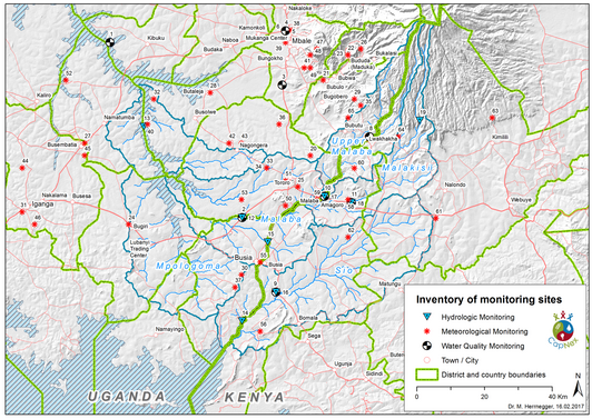 Map of monitoring sites in Uganda and Kenya