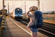 Student taking train abroad