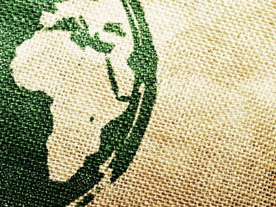 a map of Africa printed on jute fibre