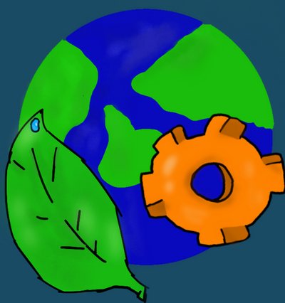 Projektlogo Weltkugel, Blatt, Zahnrad