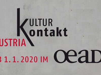 Subject graphic with text Kulturkontakt Austria from January 1, 2020 in the OeAD