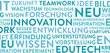 Subject image of the Innovation Foundation for Education with numerous words: future, teamwork, vision, research, development, knowledge, imagination, edutech, etc.