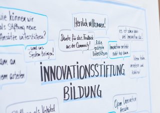  A whiteboard with the text: Innovation Foundation for Education