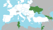 Europakarte, bei der die 8 eTwinning Plus Länder farblich markiert sind