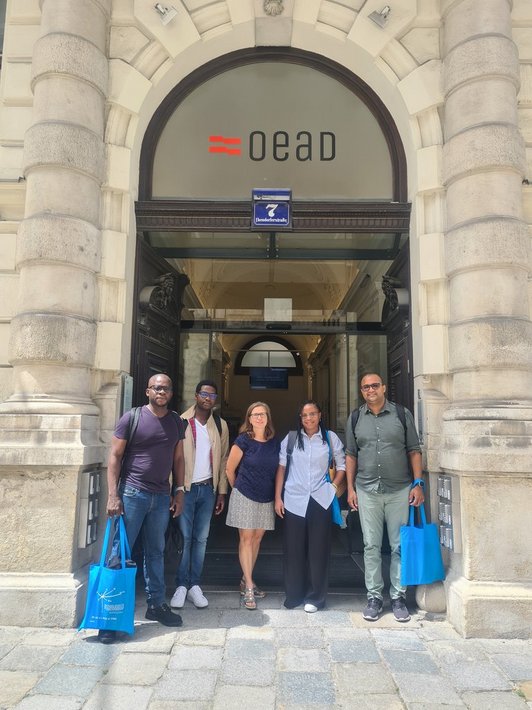 Group photo in front of OeAD building