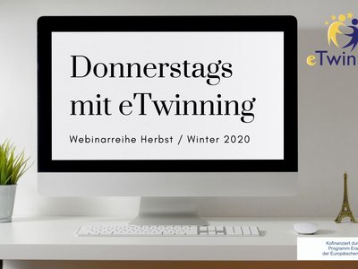 Bildschirm mit Schrift: Donnerstags mit eTwinning