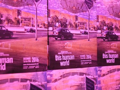 Purple posters of the This Human World - Filmfestival 2016