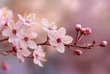 Delicate pink cherry blossoms on a branch in spring