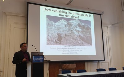 Basanta Adhikari presenting at Vienna University