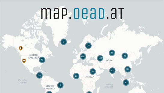 Landkarte mit Schriftzug map.oead.at