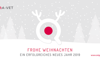 Weihnachtskarte mit Hirsch und ARQA-VET Logo