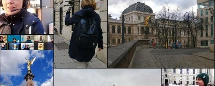 Fotocollage des Stadtrundgange von Wien mit Bildern von Wien und der Führerin Angelika Kronberger