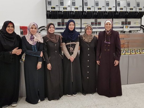 female researches in engineering lab