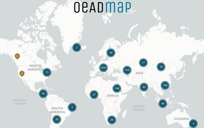 Screenshot Weltkarte mit Punkten